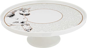 Al Saif Gallery porcelain cake stand, plate, acrylic cover, 9 pieces - white product image 3