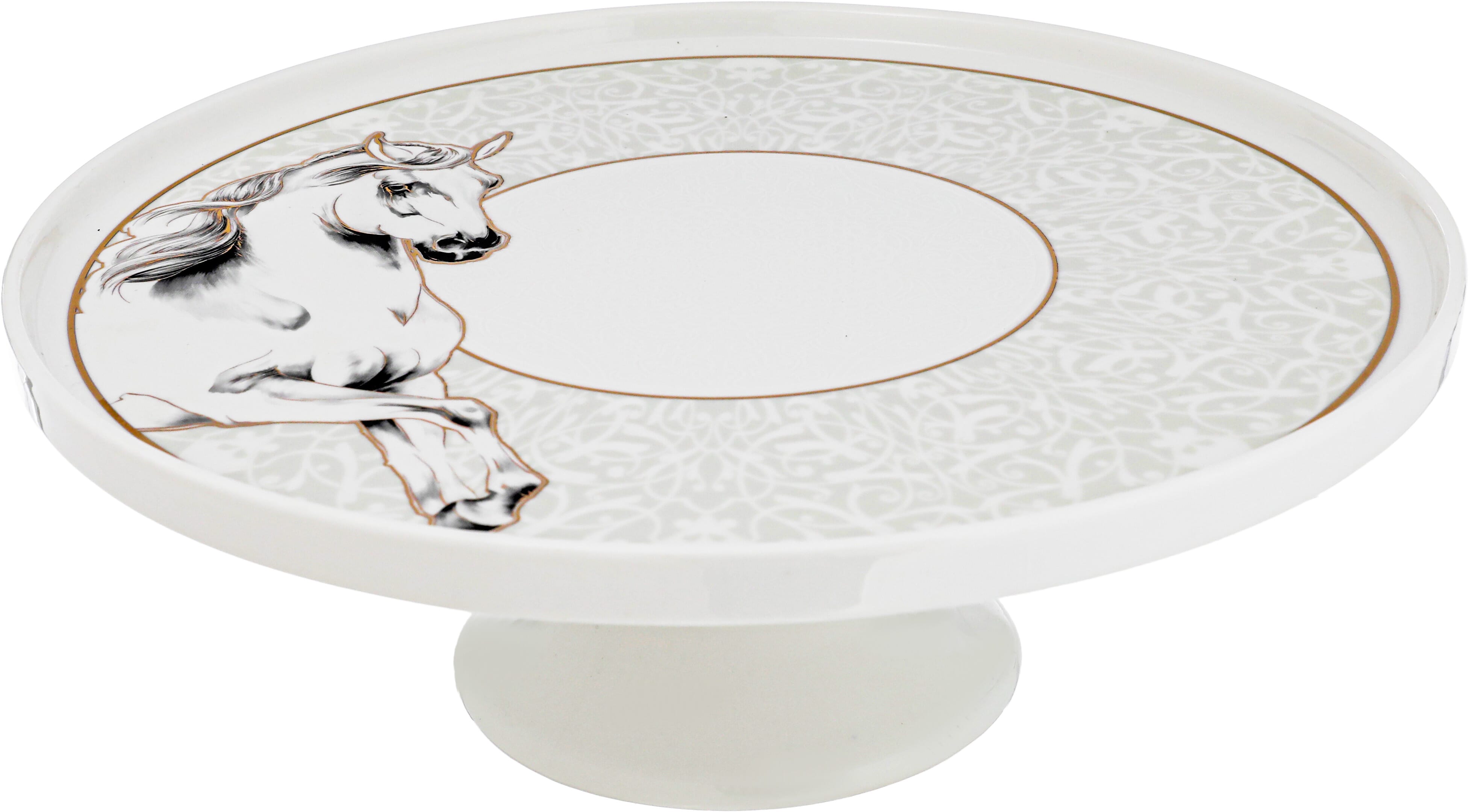 Al Saif Gallery porcelain cake stand, plate, acrylic cover, 9 pieces - white product image 3