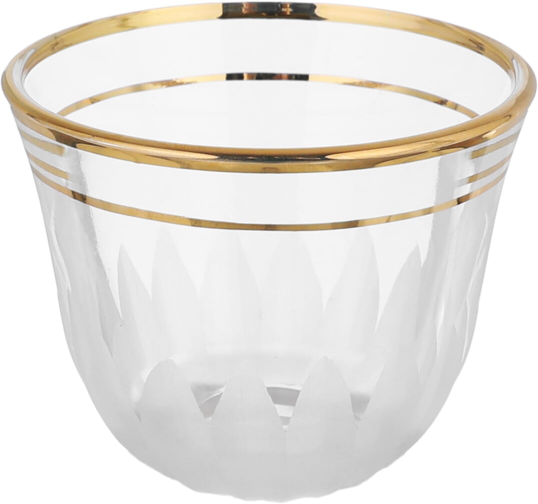 Al Saif Gallery glass tea and coffee serving set, 26 pieces, with golden lines - transparent product image 4