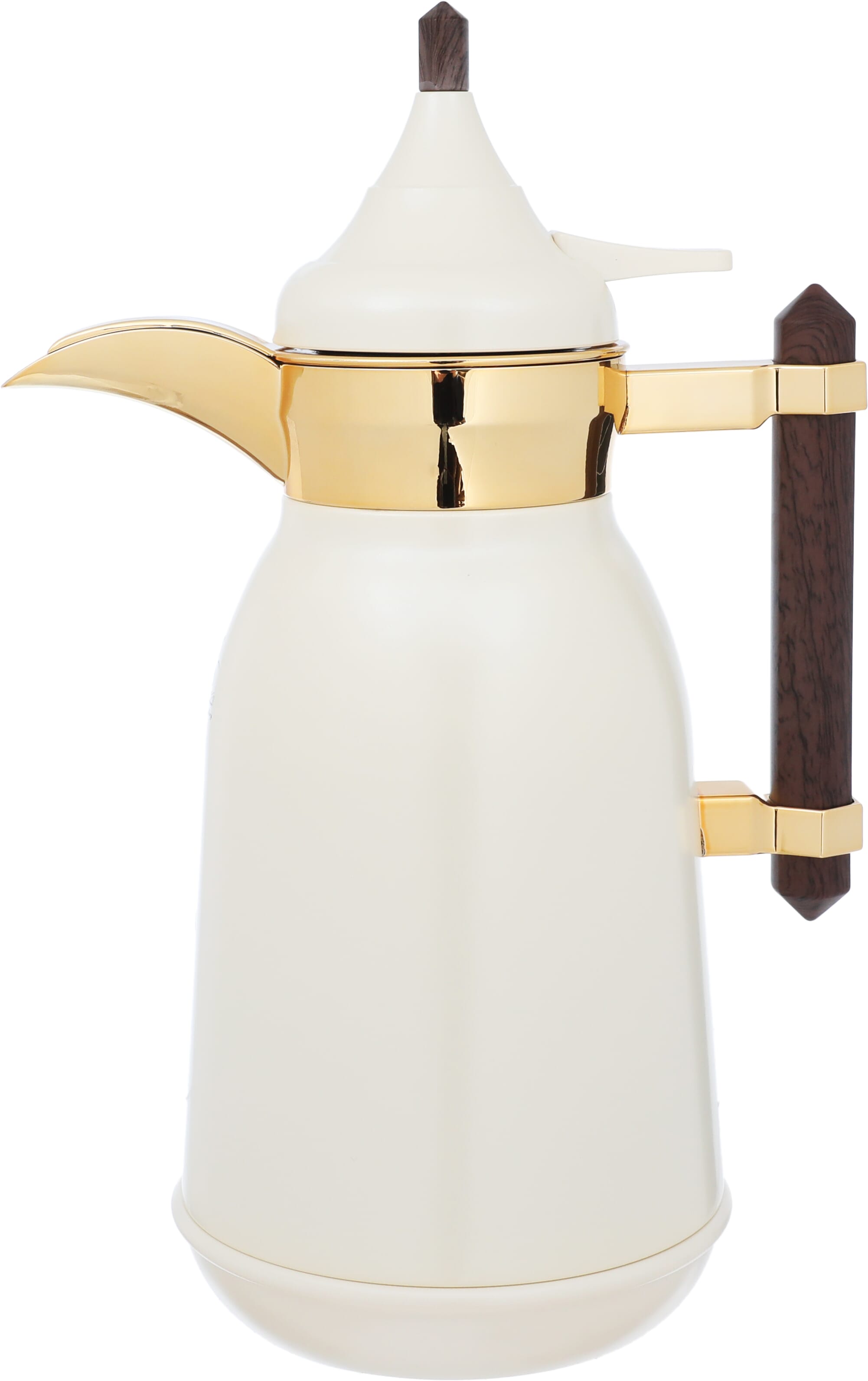 Al Saif Gallery Shahad thermos set, 1 liter, wooden handle, thermal glass inner case, steel outer shell - off white product image 3