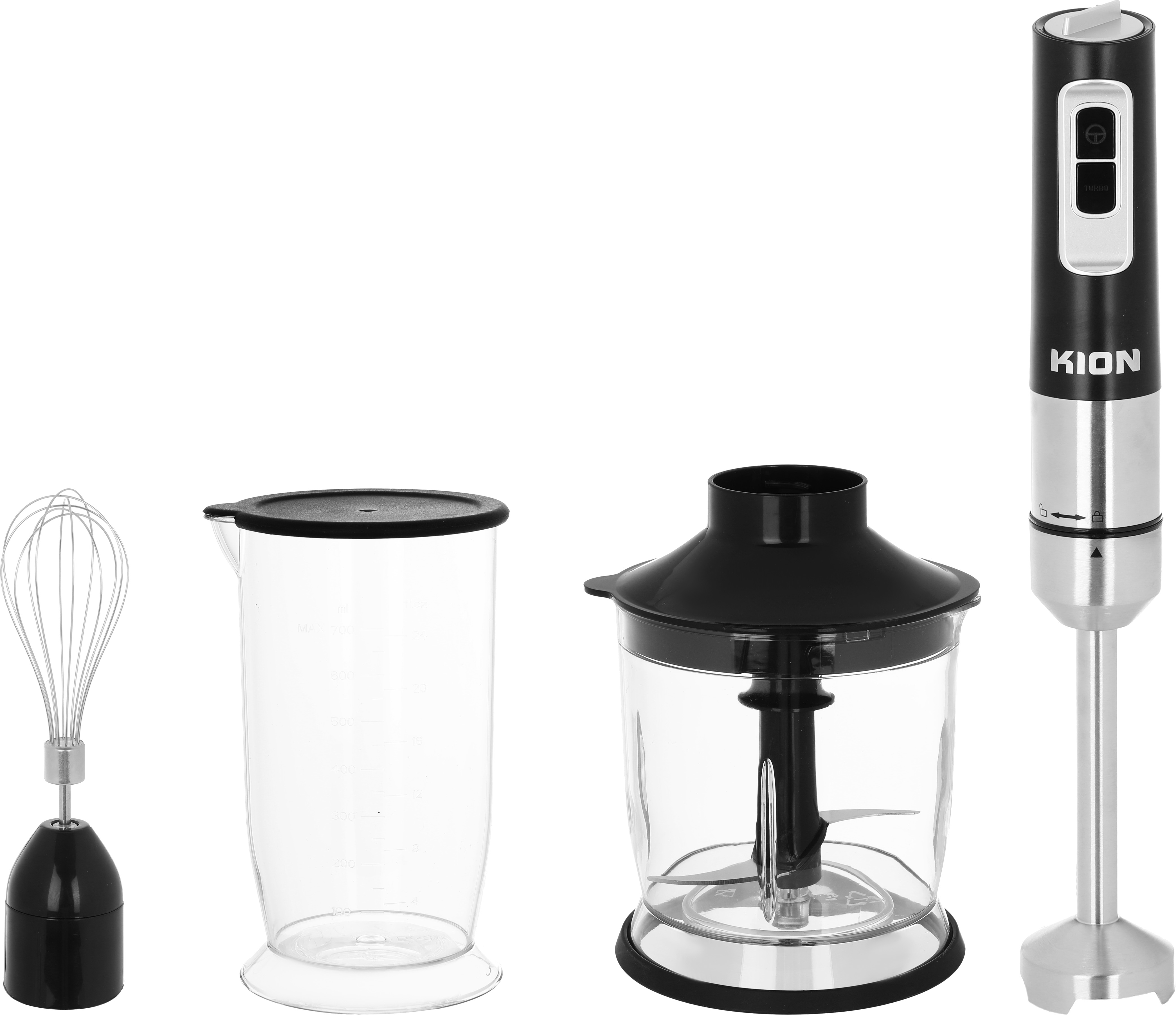 خلاط يدوي استيل(كيون)، 800 واط، 500-700 مل، خمس قطع - أسود product image 1