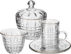 طقم تقديم بيالات شاي وقهوة زجاج السيف غاليري، 26 قطعة - شفاف product image