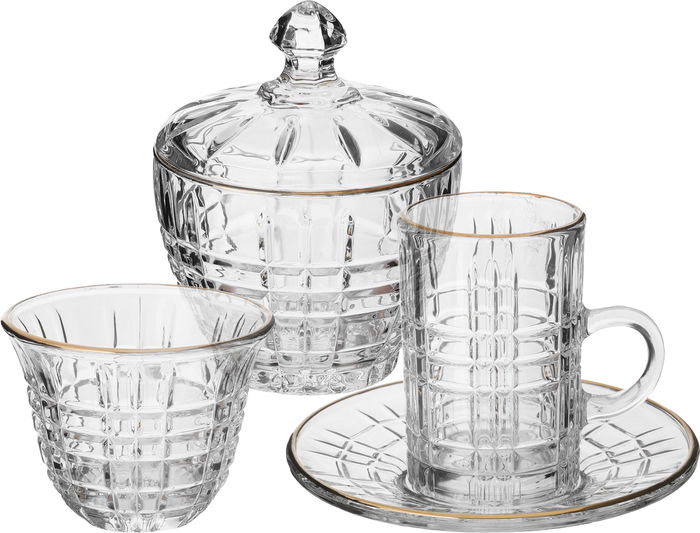 Alsaif Gallery Bialat Tea and Coffee Serving Set, 26 Pieces - Clear product image 1