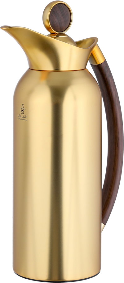Al Saif Gallery Al Thuraya Thermos Set, 2 Pieces, 1/1 Liter, glass interior, black handle, gold push-button lid product image 5