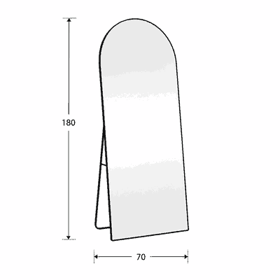 مراية ستاند زجاج، 180×70 سم، ستاند معدن - اسود product image 3