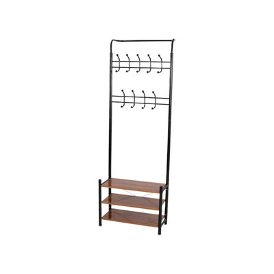 علاقة ملابس مودرن معدن، 190×64×30 سم، 3 رفوف خشب ام دي اف - اسود product image 2