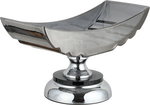 Al Saif Gallery Stated Stainless Steel Glass Serving Stand, Round Base, 30X12X17 Cm - Transparent Silver product image 2