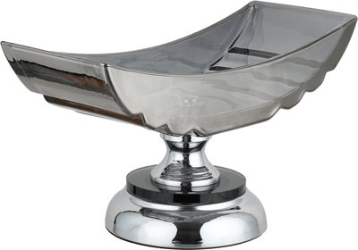 Al Saif Gallery Stated Stainless Steel Glass Serving Stand, Round Base, 30X12X17 Cm - Transparent Silver product image 2