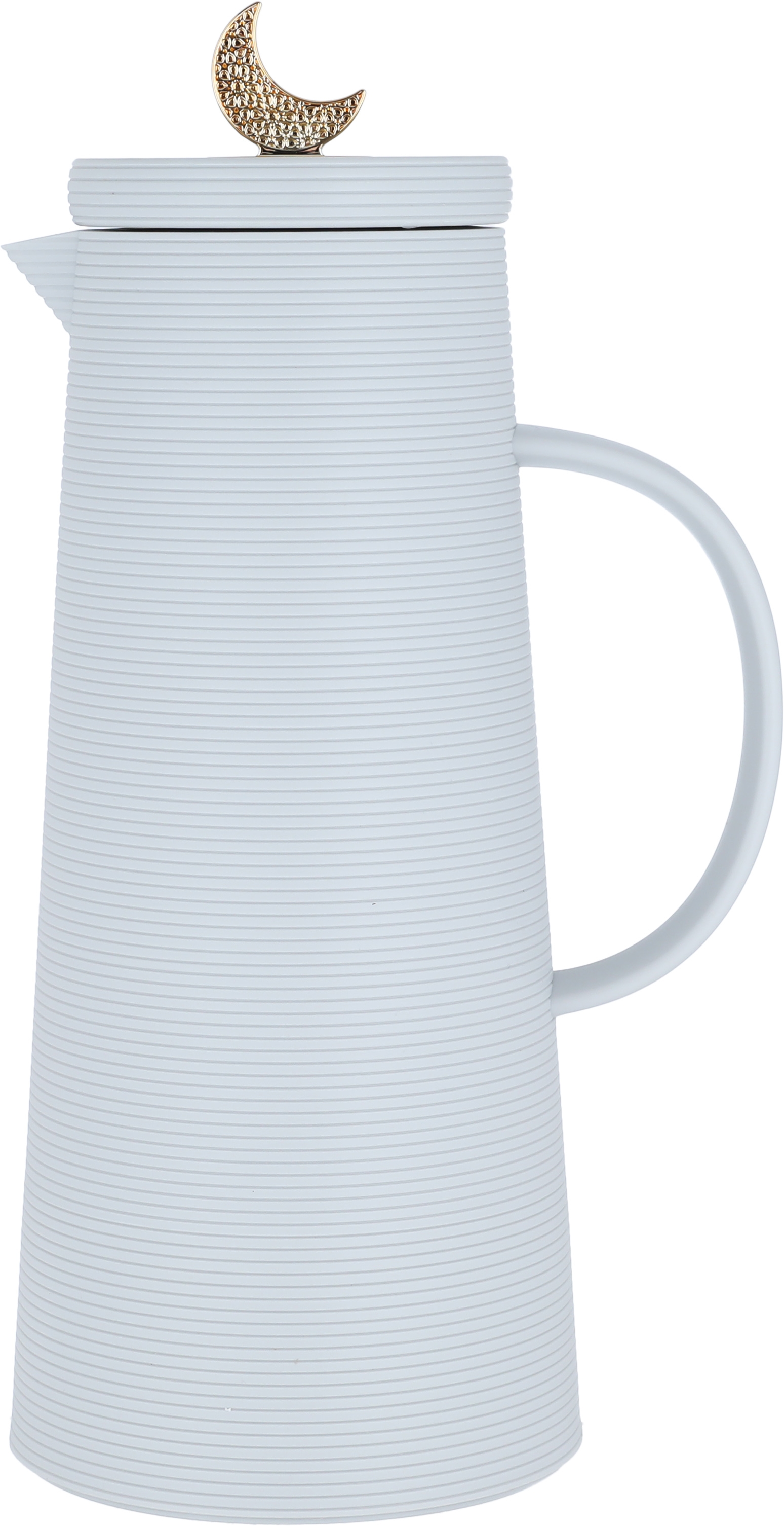 Al Saif Gallery Royal 8 thermos crescent lid, 1 liter, glass inner container, plastic outer shell - light gray product image 1