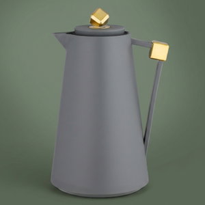 Everest Diamond Thermos, Plastic , 1 Liter, Glass Inner Container, Push Button - Dark Gray Gold product image