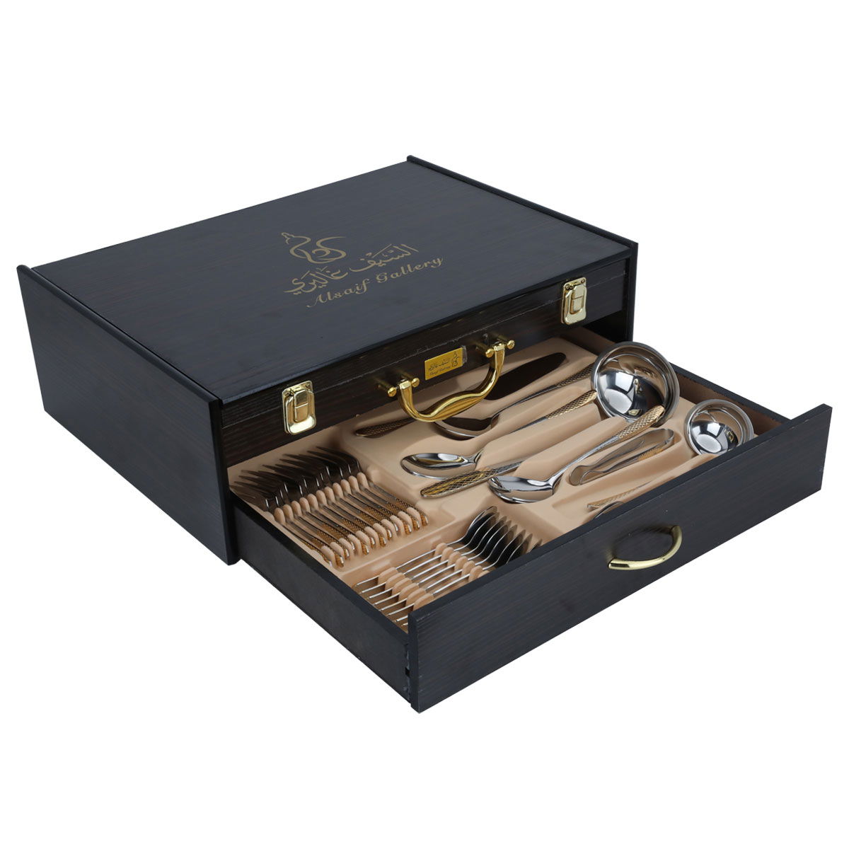 Al Saif Gallery Steel Cutlery Bag, 72 Pieces - Silver Gold product image 3