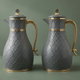 Al Saif Gallery Nahla thermos set, two pieces, 1/1 liter, thermal glass inner shell, plastic outer shell - dark gray product image 1