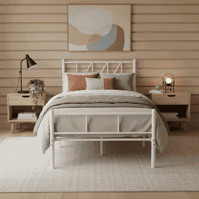 سرير حديد مفرد، 100×90×190 سم - ابيض product image 3