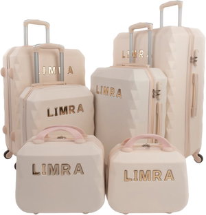 طقم شنط سفر ABS ليمرا، 6 مقاسات، 4 عجلات، زاويه 360 درجة، LMA-10350 - بيج product image