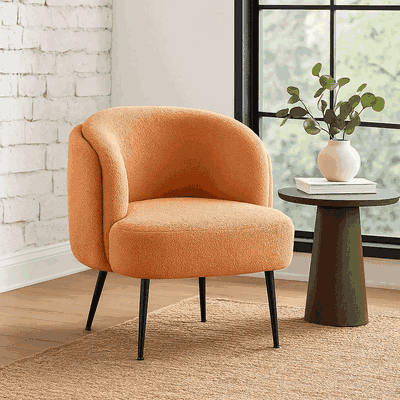 كرسي مودرن معدن، 75×65×53 سم، قماش بوكليه - بني product image 1