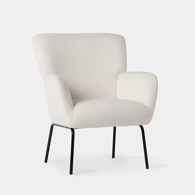 Modern Metal Chair, 98×72×80 Cm, Boucle Fabric And Foam - White product image 3