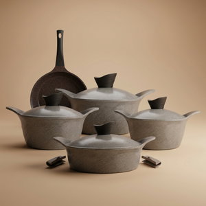 طقم قدور جرانيت تورنادو، 9 قطع - رمادي product image