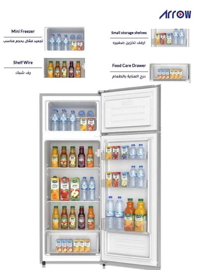ثلاجة ديفروست ارو، 204 لتر، 2.7 قدم، فريزر علوي، RO-210RDK - فضي product image 6