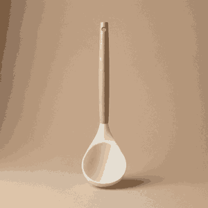 مغرفة شوربة سيلكون السيف غاليري، يد خشب - بيج product image