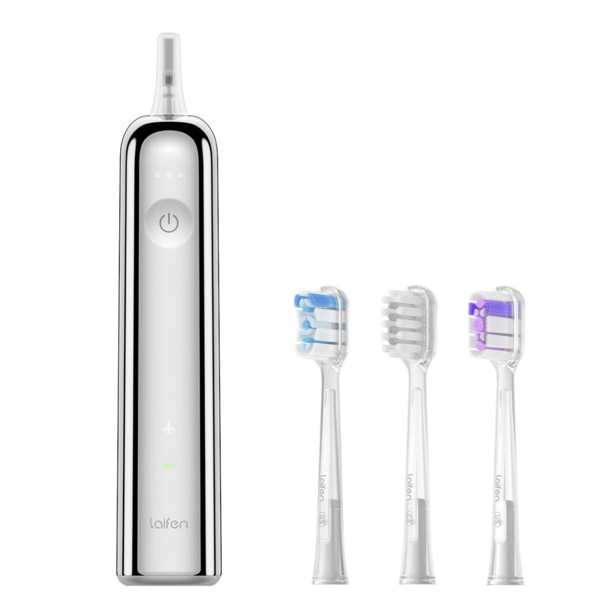 فرشاة أسنان كهربائية ألمنيوم لايفن، دوران 60 درجة، ثلاثة رؤوس- أبيض product image 2