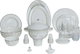 طقم سفرة بورسلان السيف غاليري، 61 قطعة، نقوشات فضي - أبيض product image 1