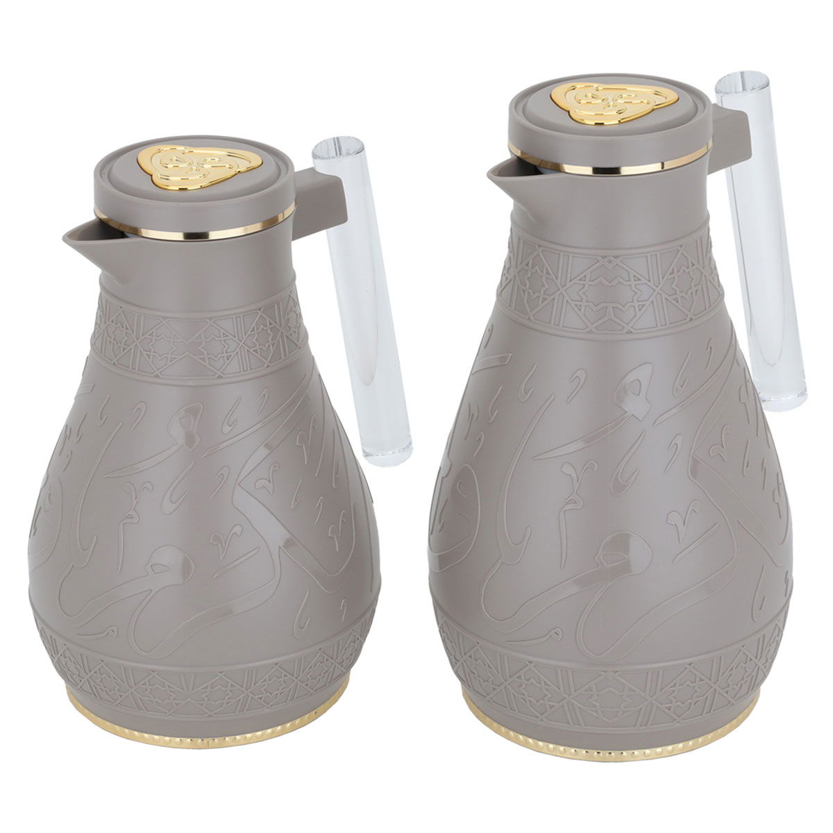 Al Saif Gallery Karam thermos set, 1/0.65 liter, Islamic pattern, thermal glass inner shell, plastic outer shell - Cappuccino product image 2