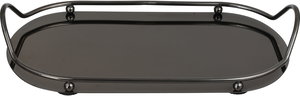 Al Saif Gallery Stainless Steel Serving Tray, 44x27x6.5 cm, Oval - Glossy Black product image