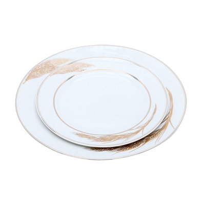 طقم سفرة بورسلان السيف غاليري، 77 قطعة، نقش سنبلة ذهبي - أبيض product image 4