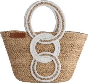 شنطة ترامس خوص السيف غاليري، 50x30 سم - بيج ابيض product image