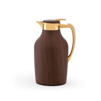 Al Saif Gallery Raneem thermos set, 1/1.3 liter, 2 pieces, thermal glass inner container, stainless steel outer shell - golden brown product image 2