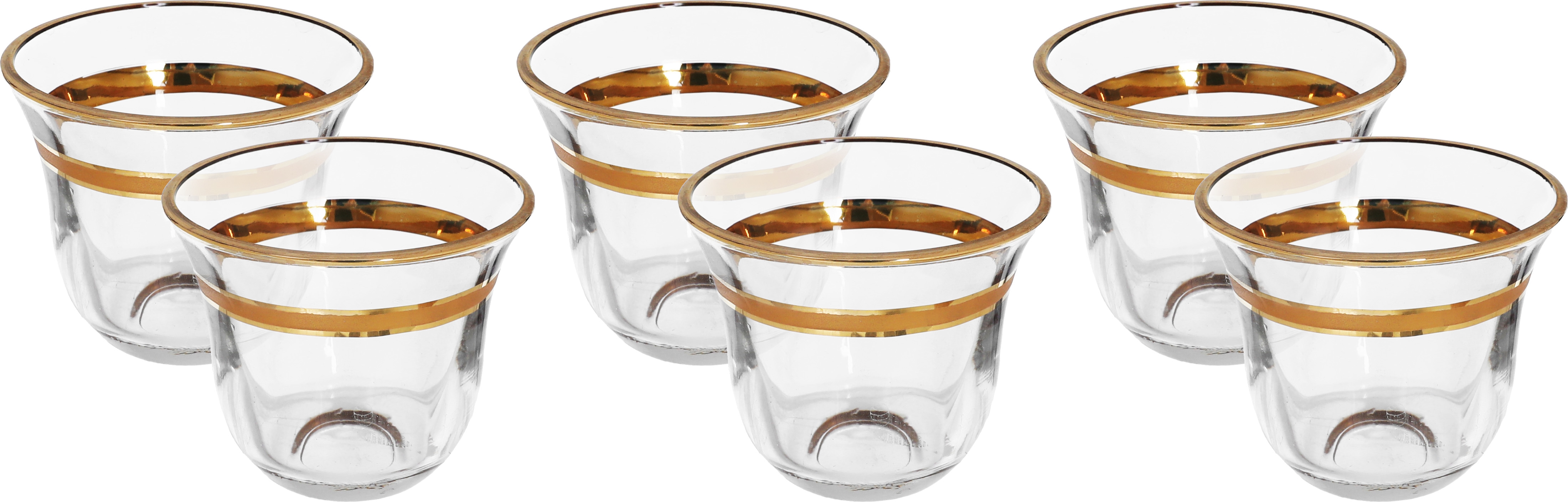 Al Saif Gallery Glass Coffee Cup Set, 6 Pieces, 90 Ml, Golden Pattern - Transparent product image