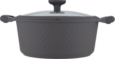 طقم قدور داي كاست الومنيوم روبوست، 9 قطع، غطاء زجاج، يد سيليكون - رمادي غامق product image 7