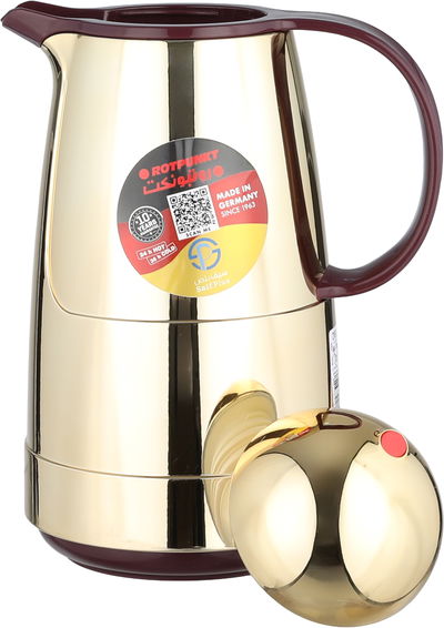 ترمس روتبونكت، 1 لتر، حافظة داخلية زجاج، هيكل خارجي بلاستيك - ذهبي عنابي product image 4