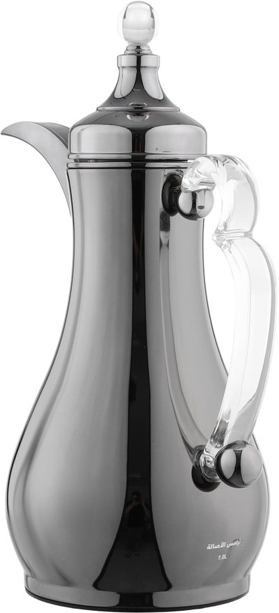 Al Saif Gallery Asalah Thermos Set, 2 pieces, 1/1 liter, glass interior, transparent handle, push-button - Black product image 8