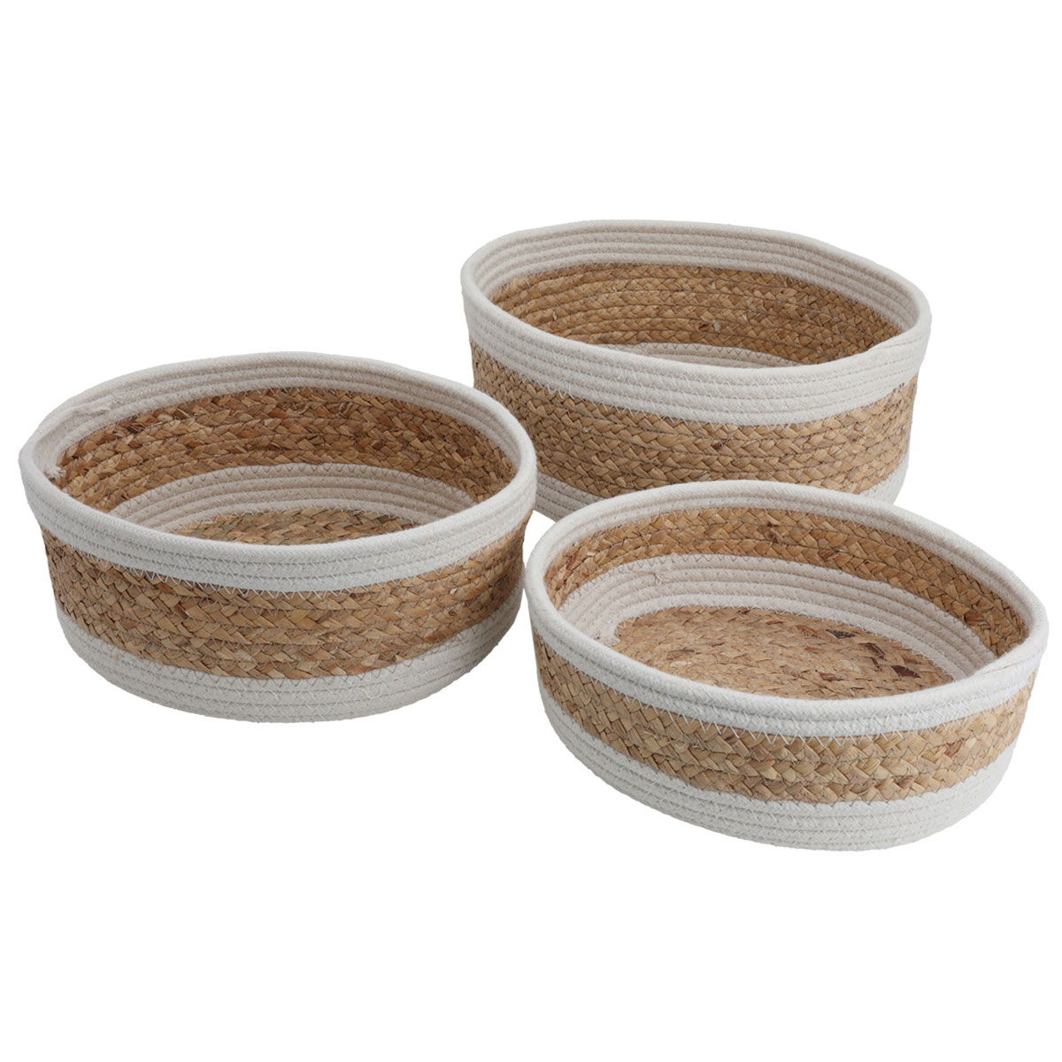 Al Saif Gallery Cotton Baskets Set, 3 Pieces - Beige White product image