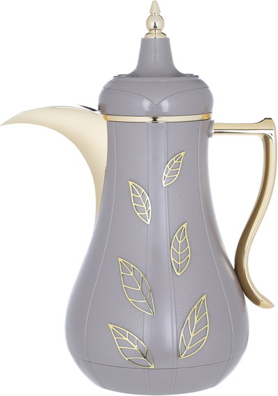 Al Saif Gallery Salma thermos set, 1 liter, golden pattern, thermal glass inner shell, plastic outer shell - Cappuccino product image 5