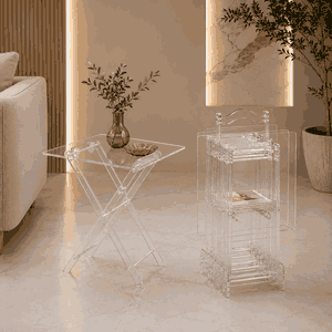 طقم طاولات اكرليك، 5 قطع - شفاف فضى product image