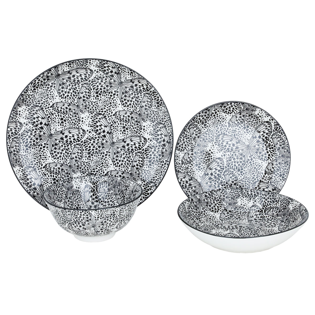 طقم سفرة دائري بورسلان السيف غاليري، 24 قطعة - أسود product image 1