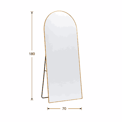 مراية ستاند زجاج، 180×70 سم، ستاند معدن - ذهبي product image 3