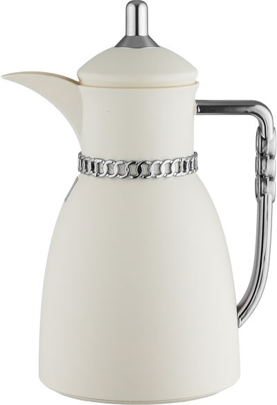 Al Saif Gallery Bayan Thermos Set, 0.7/1 Liter, 2 Pieces, Tempered Glass Inner Container, Silver Handle - Matte White product image 6