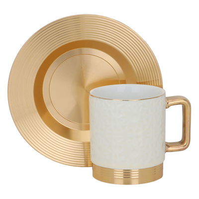 Al Saif Gallery coffee cups and saucers set, porcelain, 12 pieces - beige product image 1