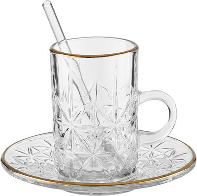 طقم تقديم فناجين قهوة وبيالات شاي زجاج السيف غاليري، 26 قطعة - شفاف product image 5