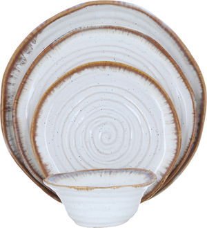 طقم سفرة بورسلان السيف غاليري، 24قطعة، حواف بني - بيج product image