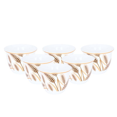 Alsaif Gallery Bialat and coffee cups and saucers serving set, 26 pieces, golden pattern - white product image 3