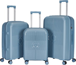 طقم شنط سفر بولي بروبيلين ليمرا، 3 مقاسات، 4 عجلات، بزاوية 360 درجة، LMA-PP525-3PCS - ازرق product image