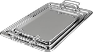Al Saif Gallery Steel Serving Set, 3 Pieces, Rectangular - Silver product image