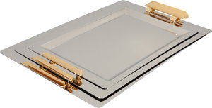 طقم طوفريات ستانلس استيل السيف غاليري، 3 قطع، مستطيل، يد ذهبي - فضي product image