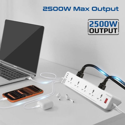موزع طاقة بروميت باور ماتريكس2-5M، كابل 5 متر، 16 منفذ، 2500 واط - ابيض product image 5