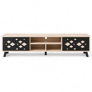 طاولة تلفزيون ألورا ، 40×180×45 سم، خشب MDF، أدراج - بيج خشبي أسود product image 2