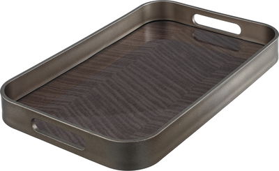 Al Saif Gallery Wooden Tray Set, Rectangular, 2 Pieces - Silver Brown product image 2